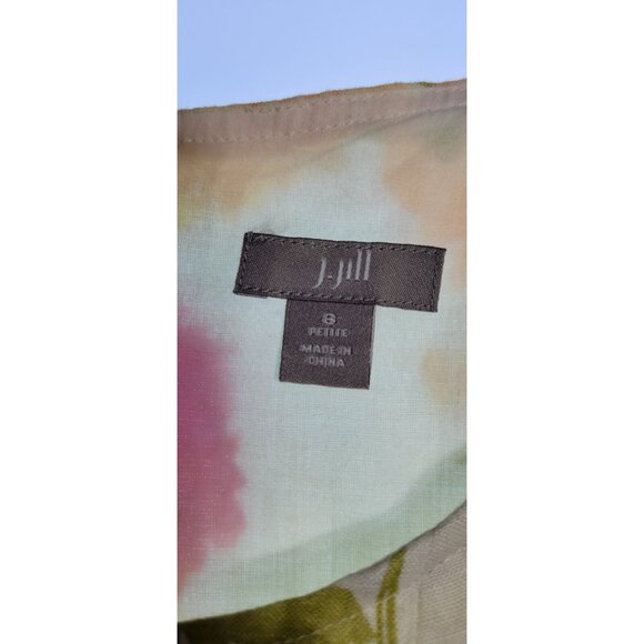 J Jill Dress Linen Sand Beige Floral 100% Linen Dress Womens Sz 8P - Picture 8 of 12